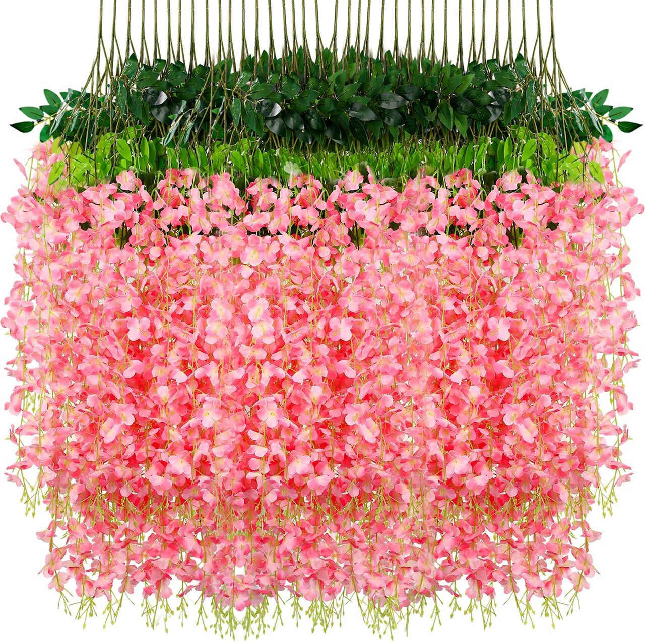 Wisteria Hanging Flowers – Artificial Wisteria Garland for Home, Wedding Arch, Floral Party, Garden, Ceremony & Outdoor Decor (3.6ft, Pink, 36 Flowers)